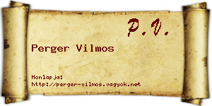 Perger Vilmos névjegykártya
